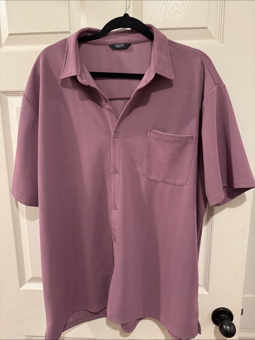 Coofandy Men's Short-Sleeve Button-Down Shirt in Dusty Mauve